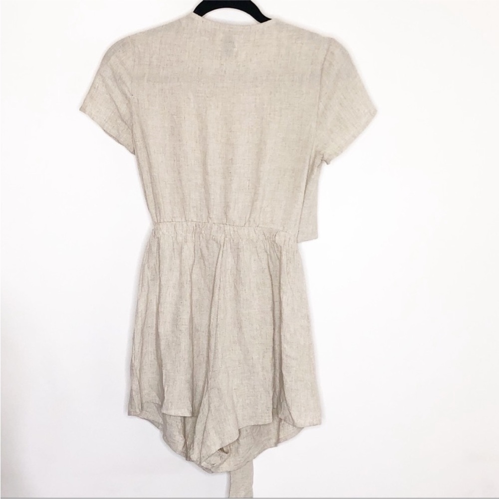 Oh Polly Tie Front Romper in oatmeal - Picture 3 of 4